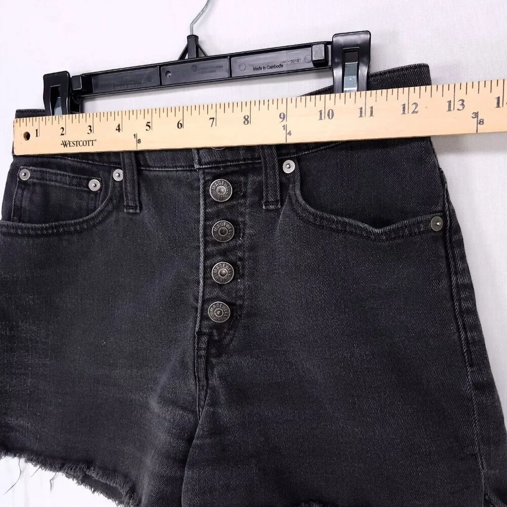 Madewell Denim Jean Shorts High Rise Womens Size 23 Cut Off Button Fly Black - Picture 6 of 10